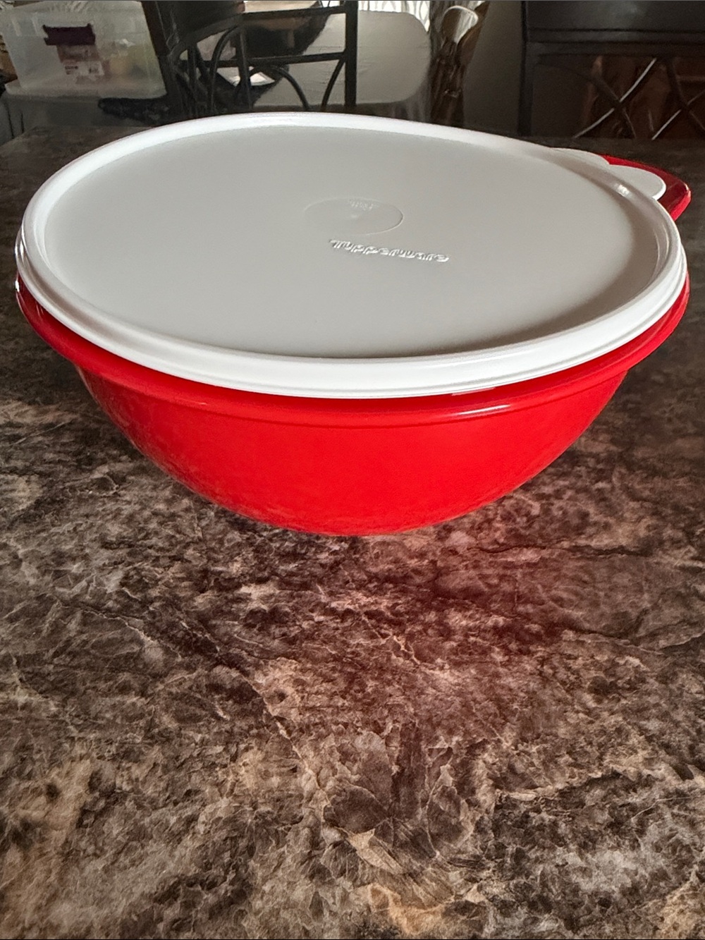 Tupperware Red Mixing Bowl with White Lid